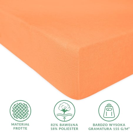 Prześcieradło frotte z gumką 140x200 kolor łosoś