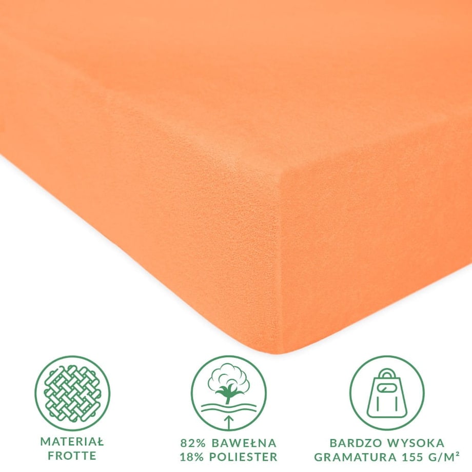 Prześcieradło frotte z gumką 140x200 kolor łosoś