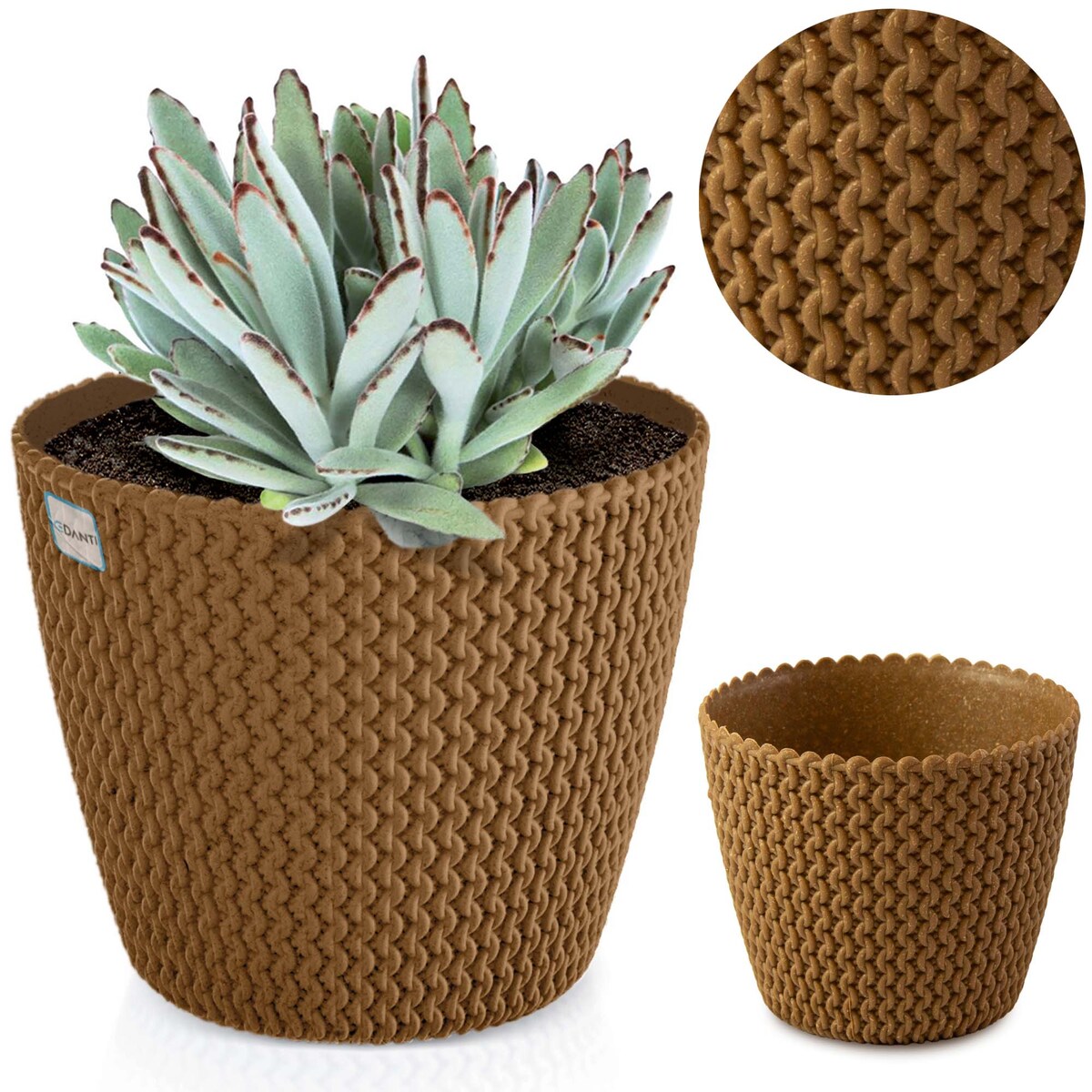 Doniczka Osłonka Domowa 15,7 Cm Na Stół Parapet Do Domu Brązowa