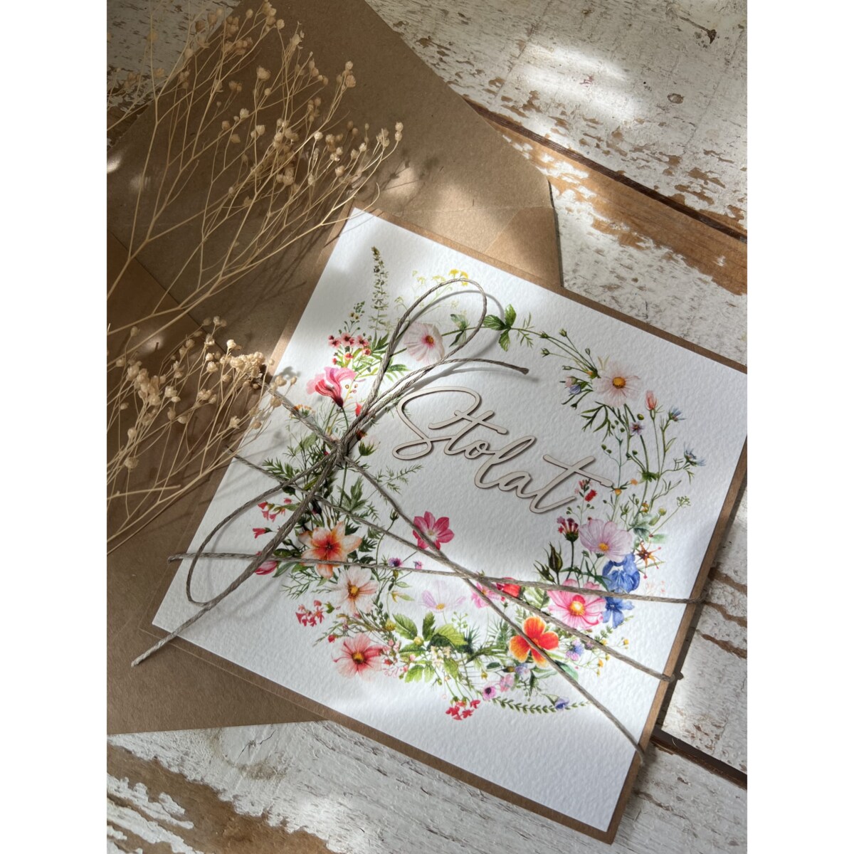 Kartka ręcznie robiona - urodzinowa w dniu urodzin życzenia urodzinowe Sto lat