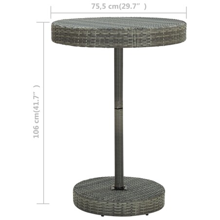vidaXL Stolik ogrodowy, szary, 75,5 x 106 cm, polirattan