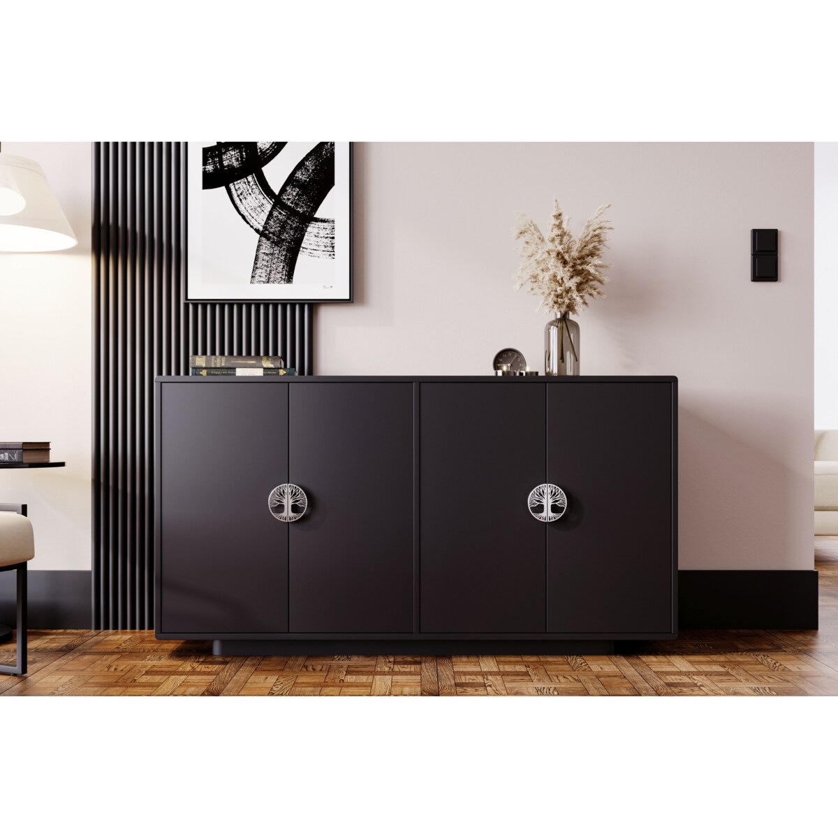 Czarna komoda Dancan LOTTA / szer. 139 cm