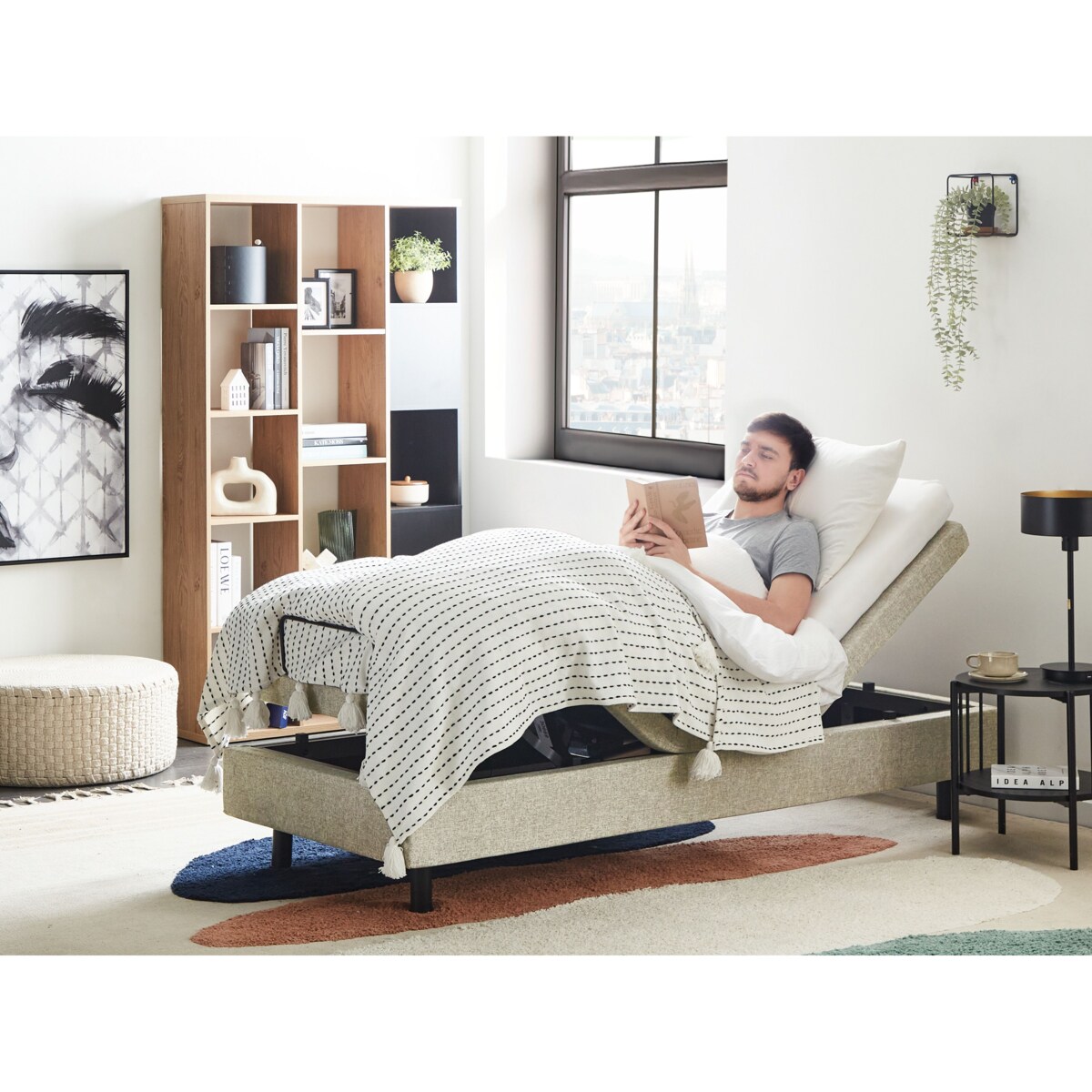 Łóżko regulowane bez zagłówka DUKE II 80 x 200 cm Beżowy