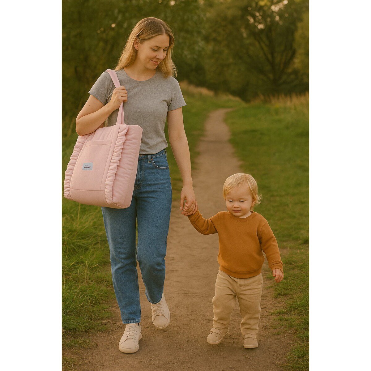 Torba shoper z falbanką pink