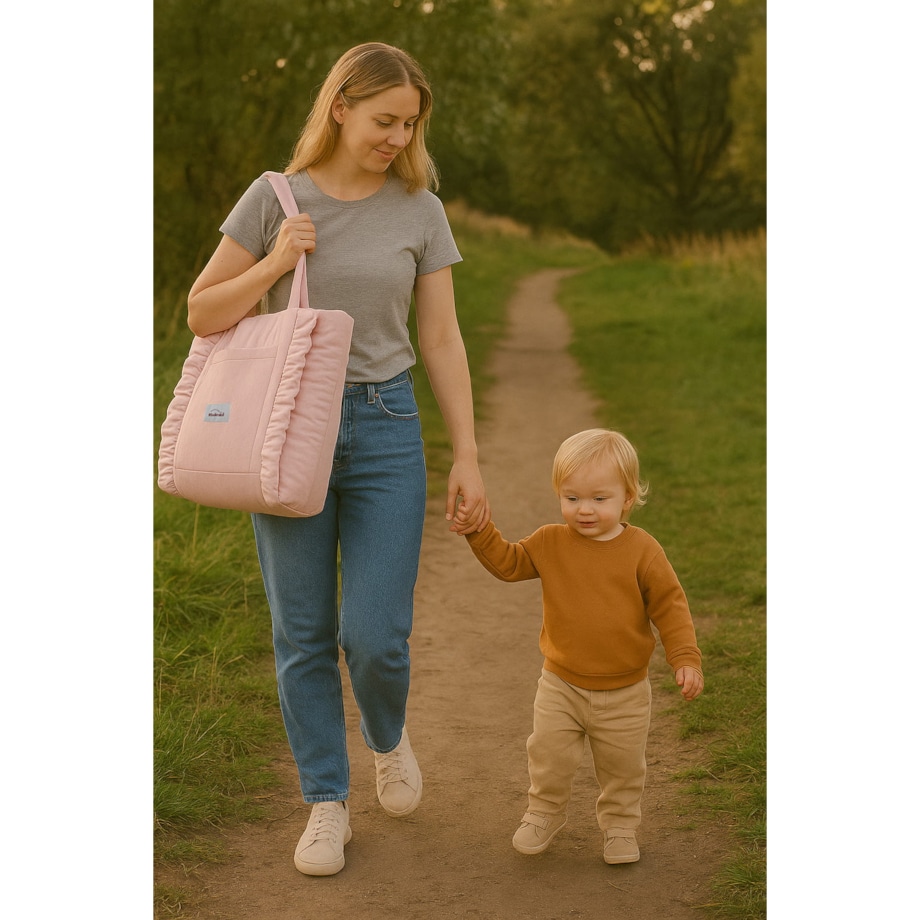 Torba shoper z falbanką pink