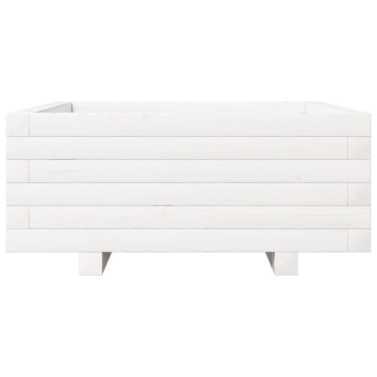 vidaXL Donica ogrodowa, biała, 60x60x26,5 cm, lite drewno sosnowe