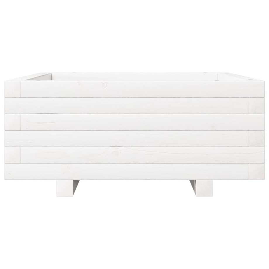 vidaXL Donica ogrodowa, biała, 60x60x26,5 cm, lite drewno sosnowe