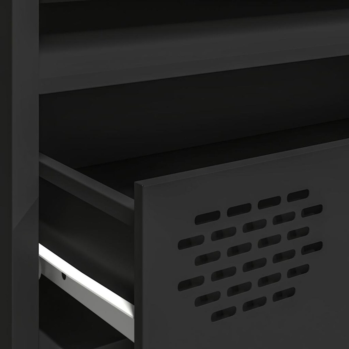 vidaXL Szafka RTV, czarna, 202x39x43,5 cm, stal walcowana na zimno