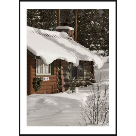 Poster Story, Plakat, Obraz - Drewniana Chata Pokryta Śniegiem, wymiary 70 x 100 cm