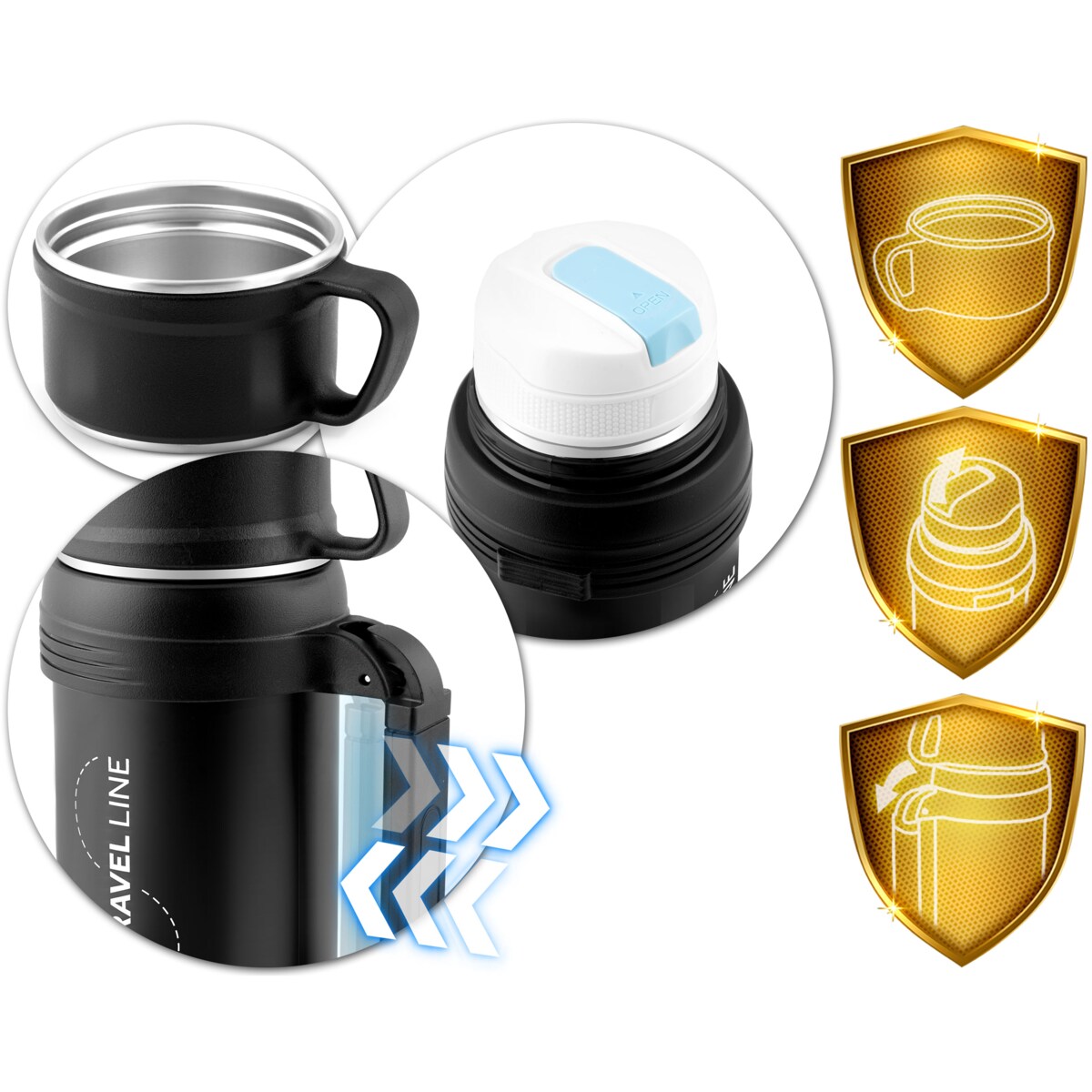 Termos turystyczny z paskiem na kawę herbatę 1500ml Berdsen