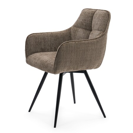 Krzesło tapicerowane obrotowe szenilowe do salonu QUATTRO brązowe