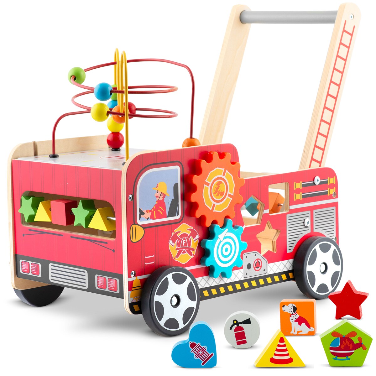 Chodzik pchacz drewniany dla dzieci straż pożarna Ricokids