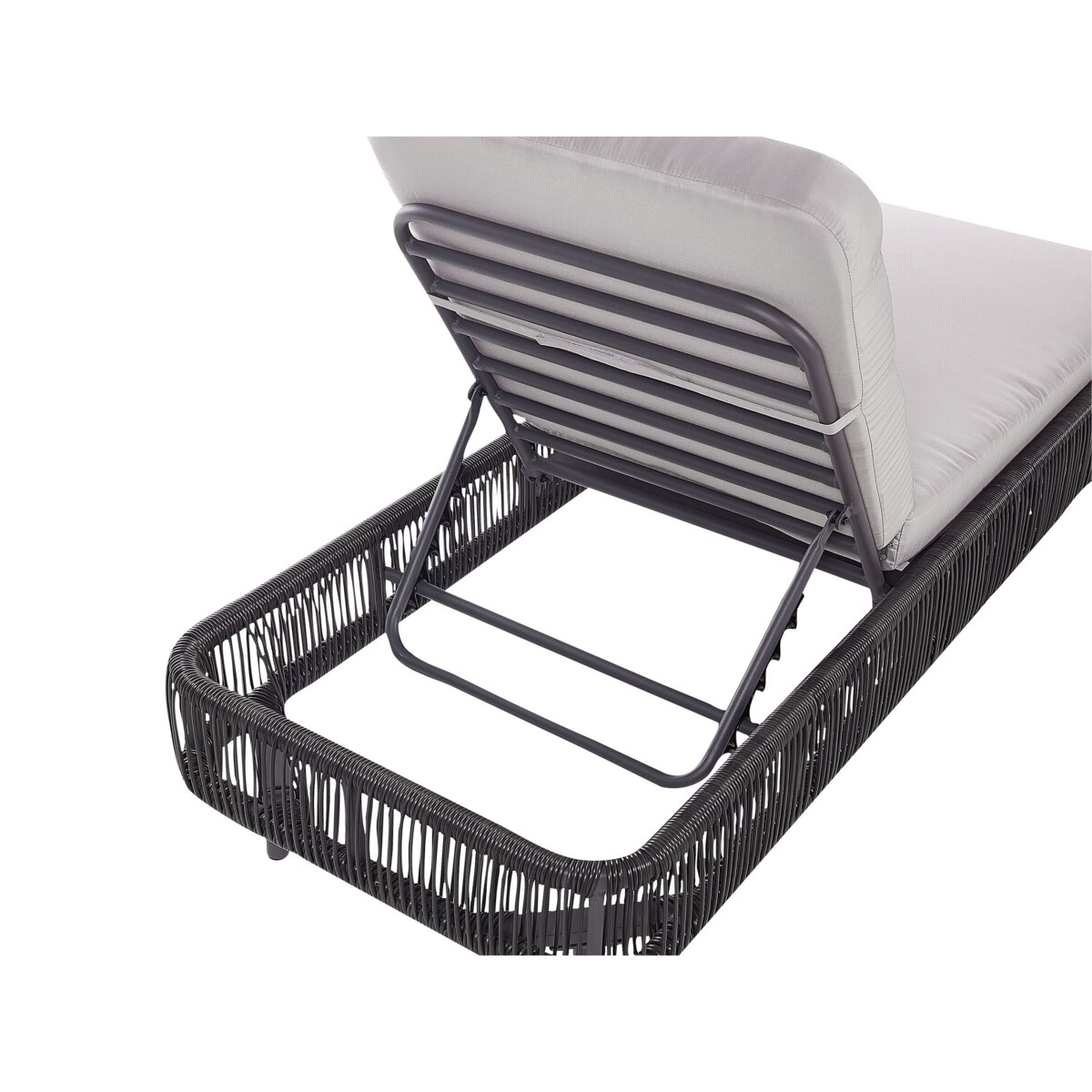 Leżak ogrodowy z poduszką OSINI Rozkładany Technorattan Szary