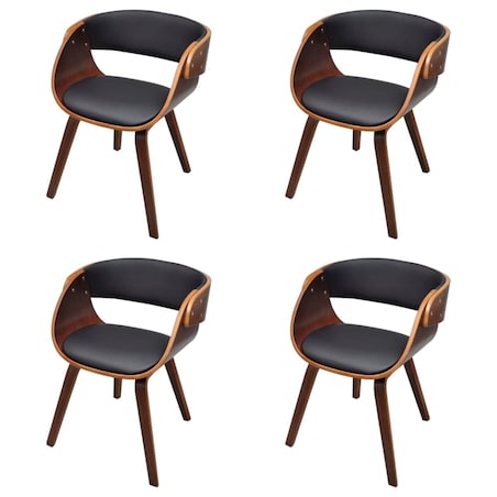 vidaXL Krzesła stołowe, 4 szt., brązowe, gięte drewno i sztuczna skóra