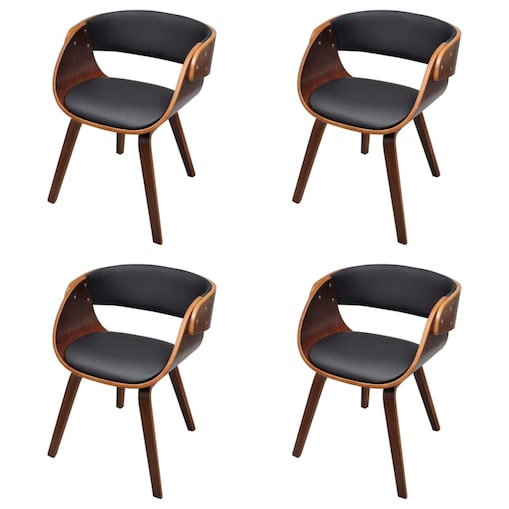 vidaXL Krzesła stołowe, 4 szt., brązowe, gięte drewno i sztuczna skóra