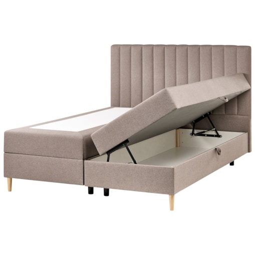 Łóżko kontynentalne z pojemnikiem OFFICER 160 x 200 cm Beżowoszary