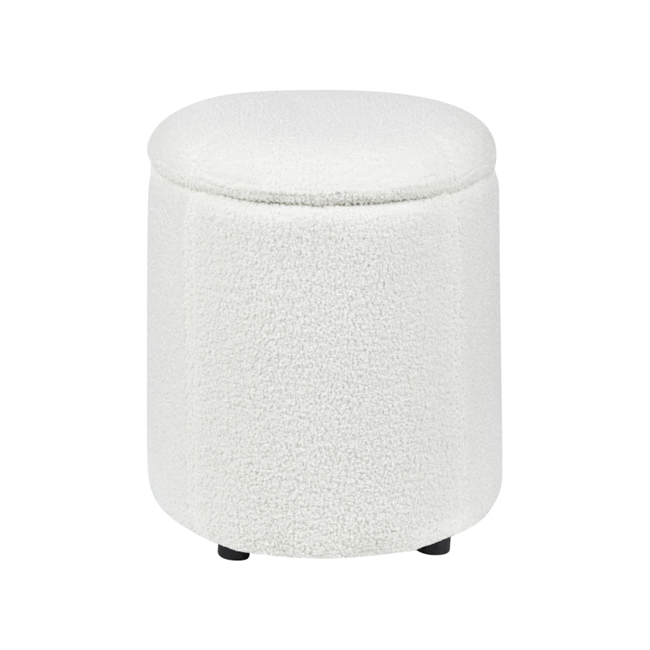 Puf ze schowkiem MARYLAND Boucle Złamana biel 38 cm 38 cm 40 cm