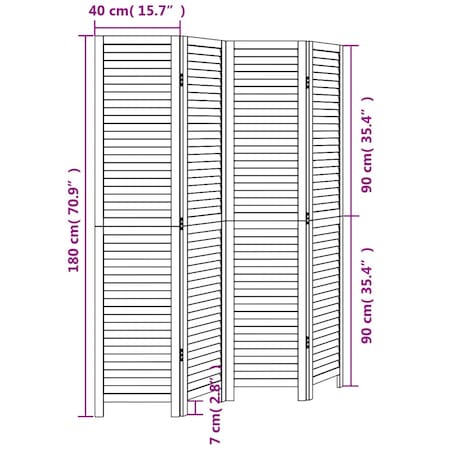 vidaXL Parawan pokojowy, 4-panelowy, biały, lite drewno paulowni