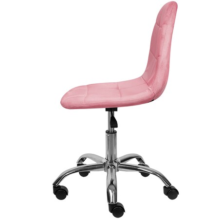 KRZESŁO BIUROWE FOTEL OBROTOWY REGULOWANY WELUROWY PIKOWANY DO BIURKA RÓŻOWE