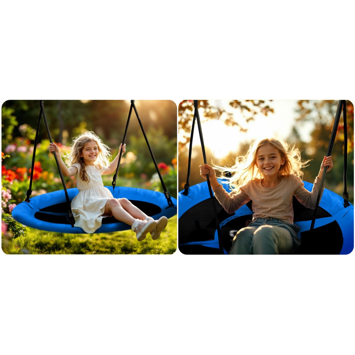 Huśtawka ogrodowa bocianie gniazdo 115 cm Neo-Sport Swingo niebieska