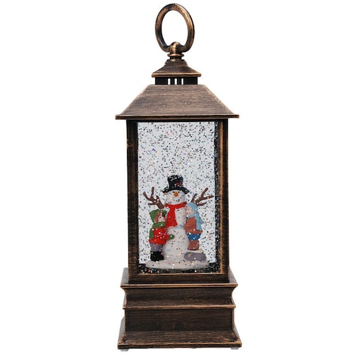 Dekoracyjny lampion świąteczny LED z wodą i brokatem, 23 cm