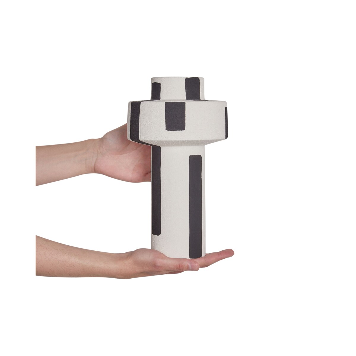 Kamionka Wazon na kwiaty 28 cm Biały Czarny ESCOLAR