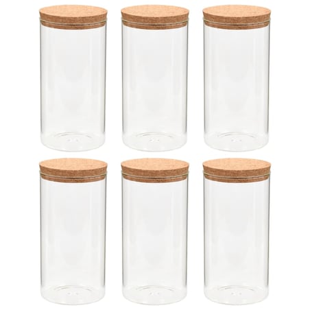 vidaXL Szklane słoje z korkową pokrywką, 6 szt., 1100 ml