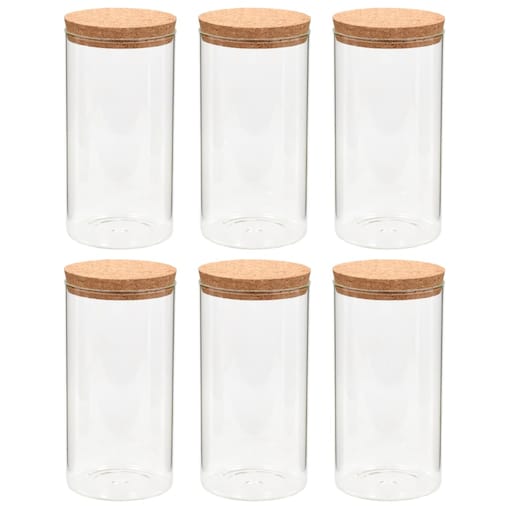 vidaXL Szklane słoje z korkową pokrywką, 6 szt., 1100 ml
