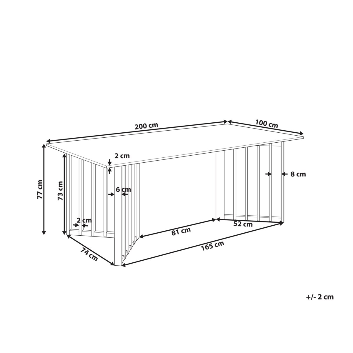 Stół do jadalni 200 x 100 cm jasne drewno LEANDRA