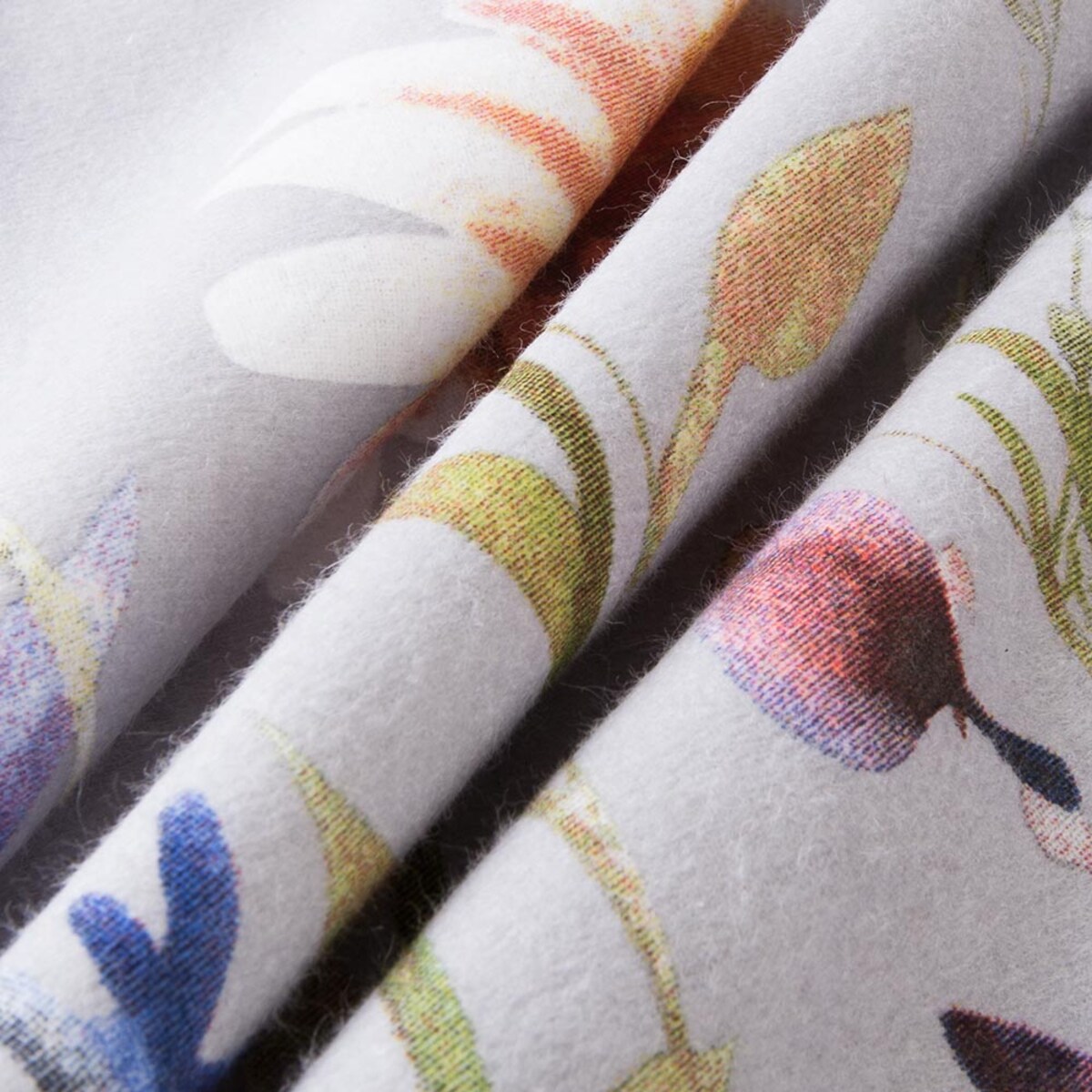 Pościel flanelowa 160x200 Florina Mist szara z kolorowymi kwiatami, Flanelove