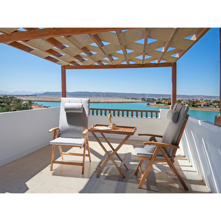 Zestaw mebli balkonowych JAVA PREMIUIM Drewno akacjowe Jasnoszary