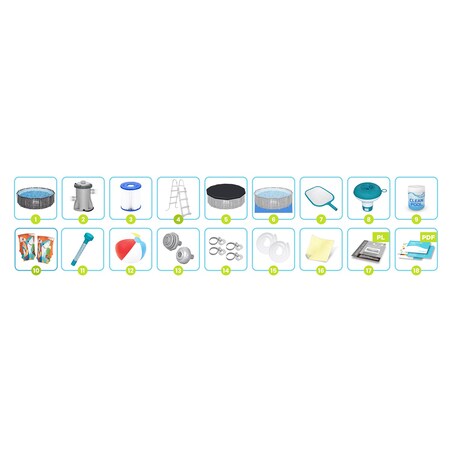 Basen stelażowy ogrodowy okrągły Bestway rodzinny 366x100cm zestaw 18w1