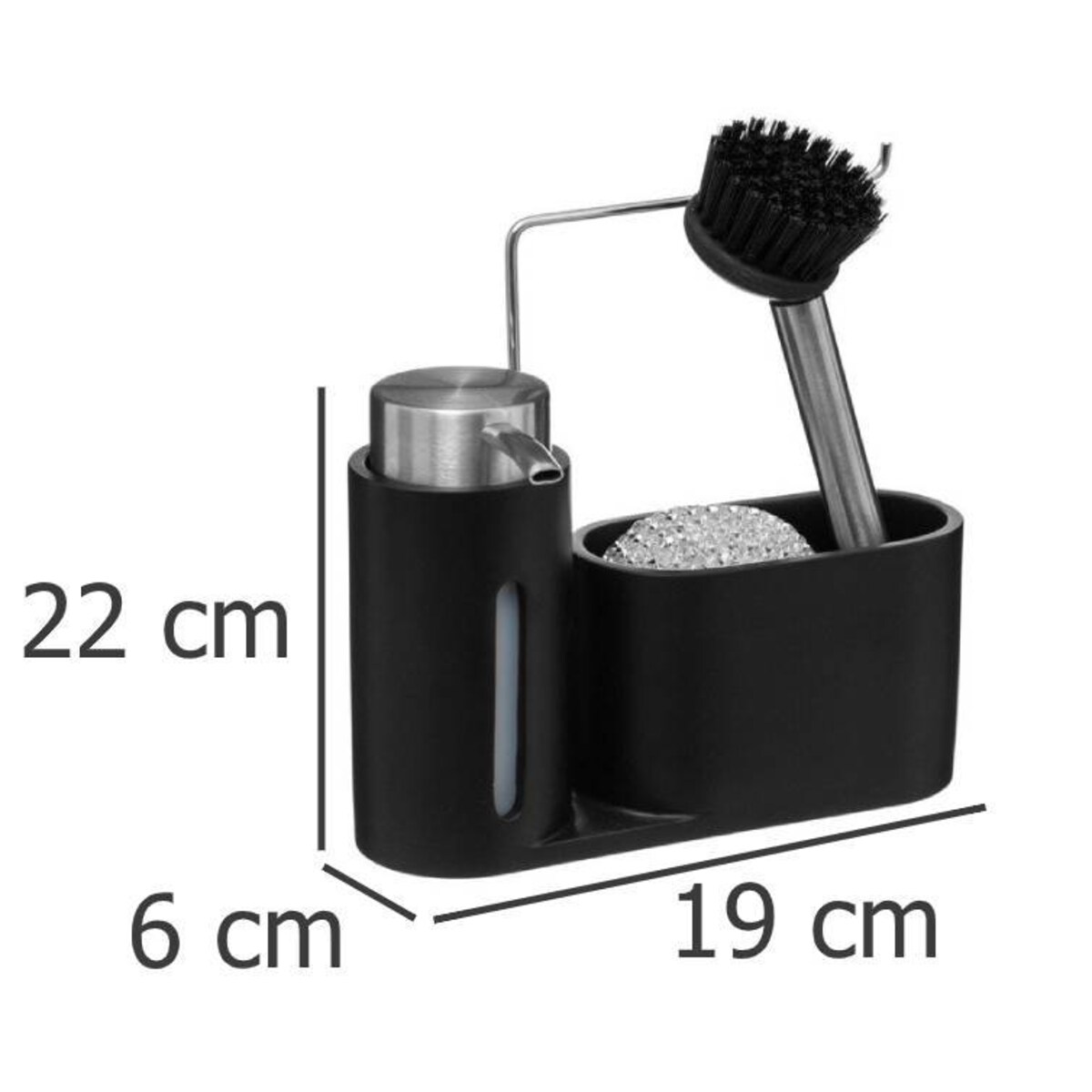 Dozownik na płyn do naczyń + szczotka + druciak