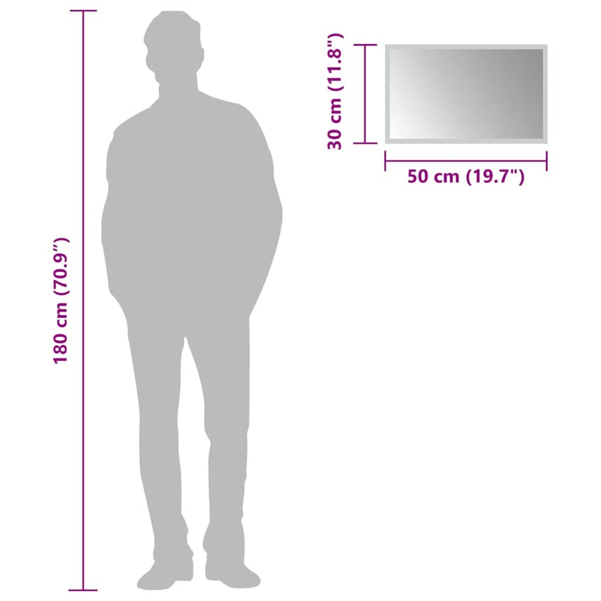 vidaXL Lustro łazienkowe z LED, 50x30 cm