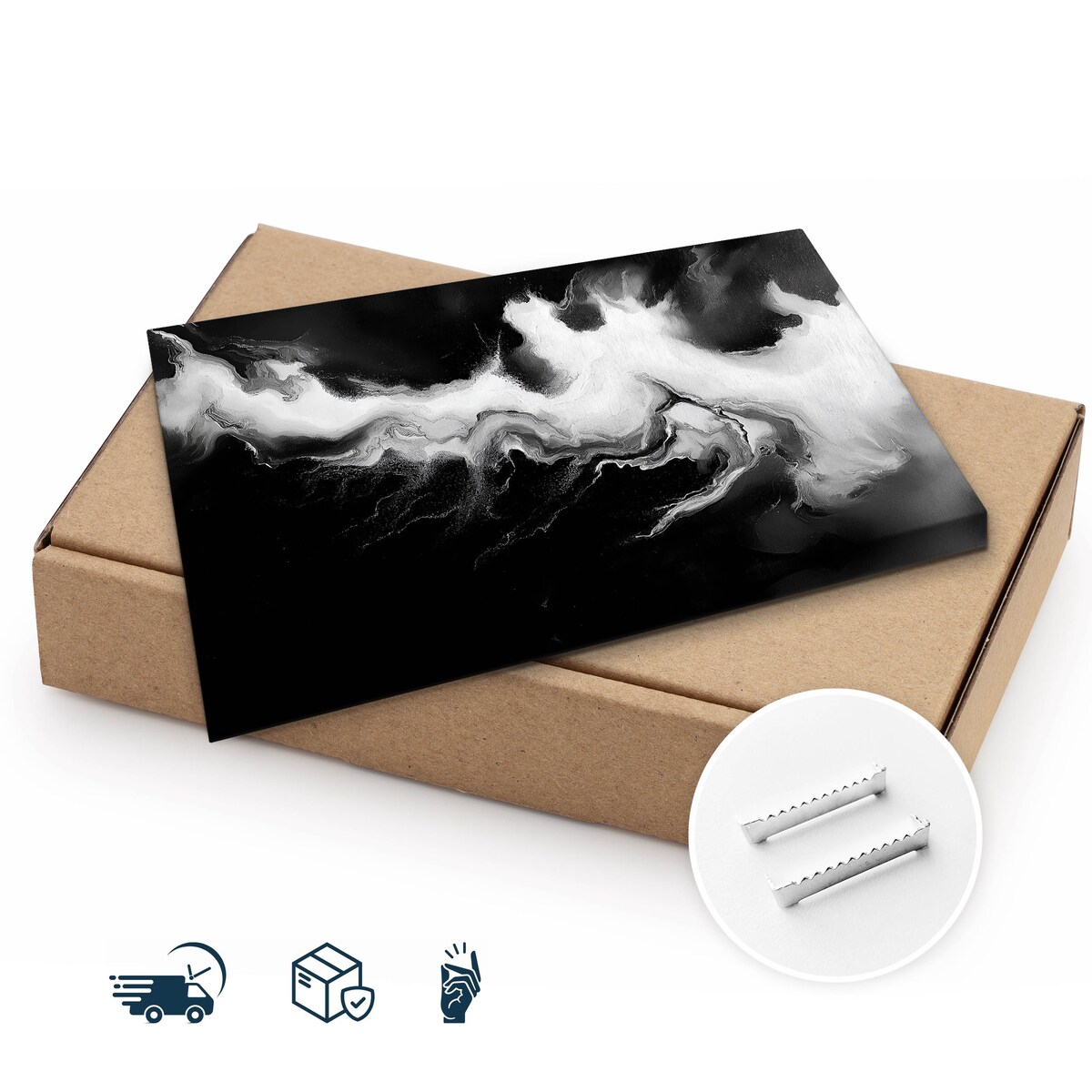 Obraz Na Płótnie Do Salonu Czarny Marmur Abstrakcja Styl Glamour 70x50cm