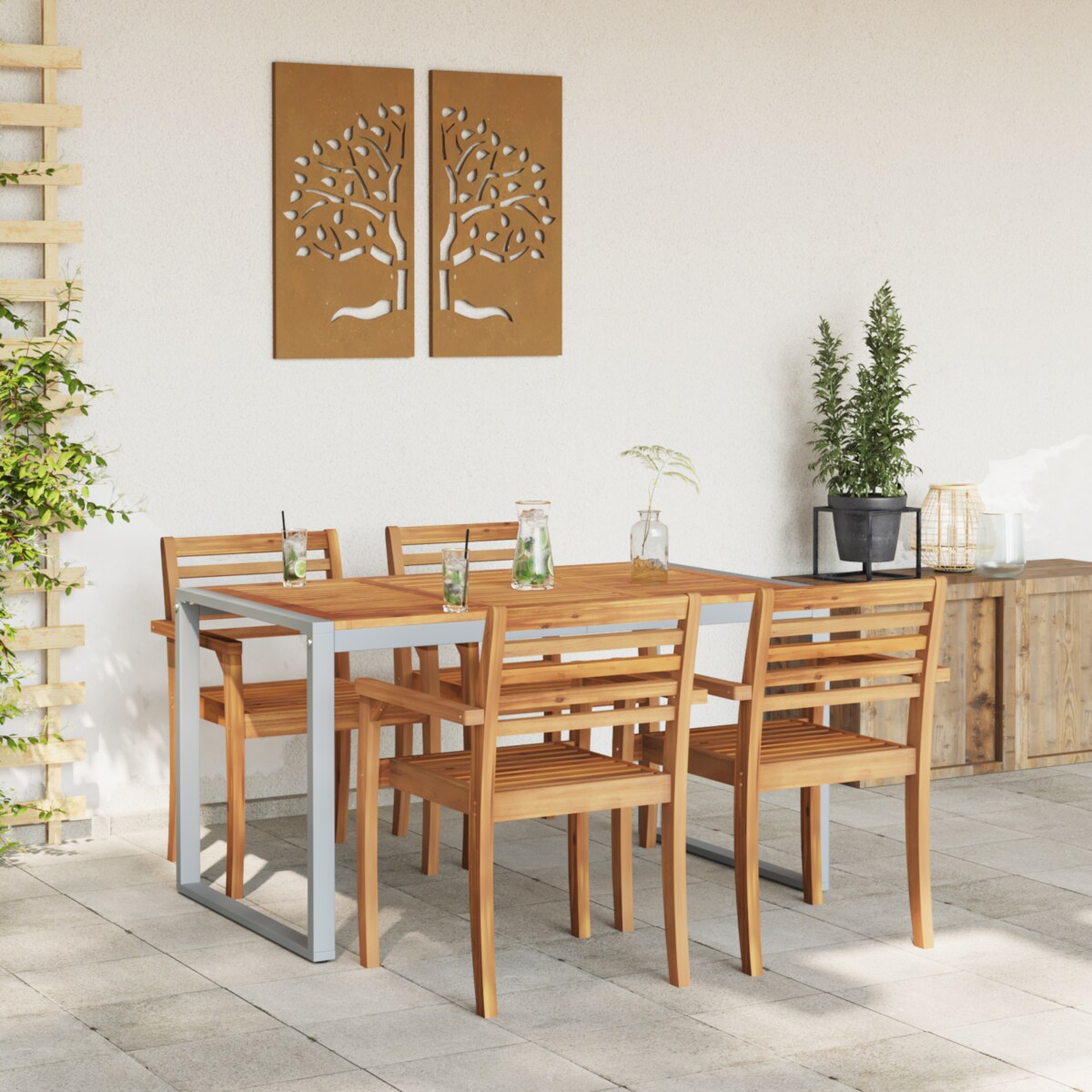 vidaXL Zewnętrzny Stół Jadalny Szary 140x80x75 cm Stal&Drewno Akacjowe