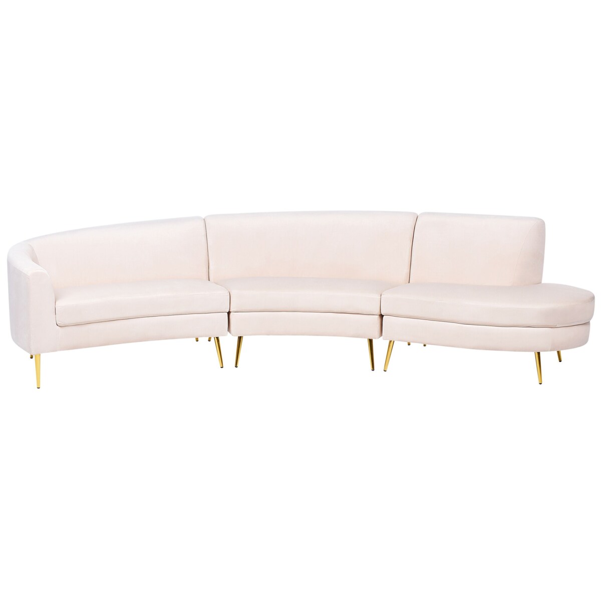 Sofa półokrągła 4-osobowa welurowa beżowa MOSS