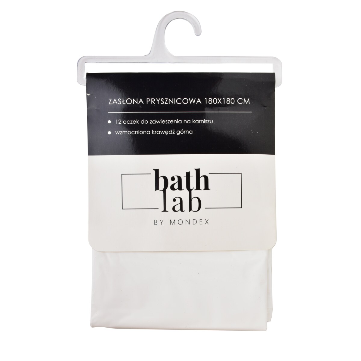 ZAC WHITE Zasłona prysznicowa180x180cm 12 oczek