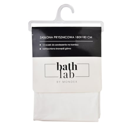 ZAC WHITE Zasłona prysznicowa180x180cm 12 oczek