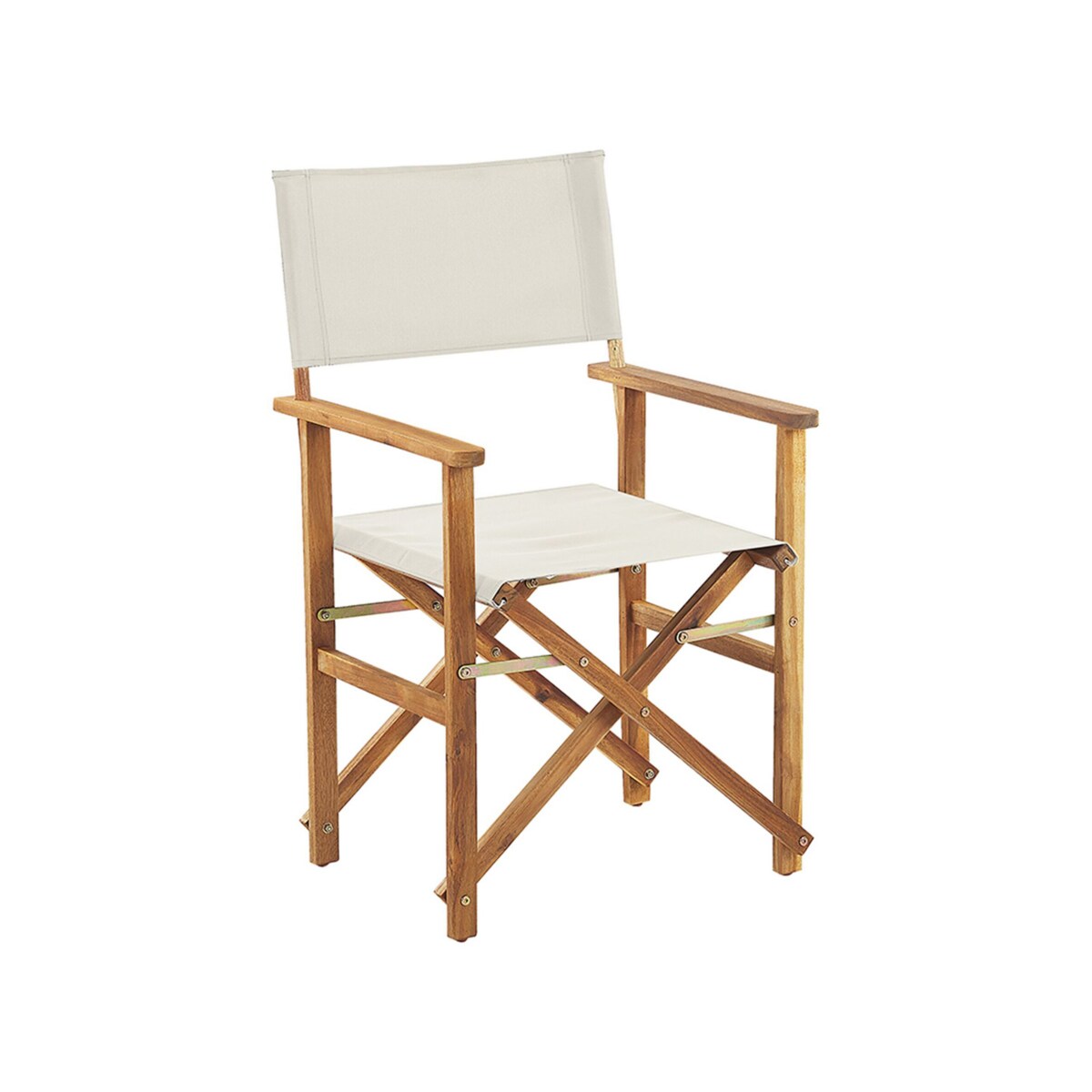 Zestaw 2 krzeseł ogrodowych akacjowy jasne drewno z białym / wzór we flamingi CINE