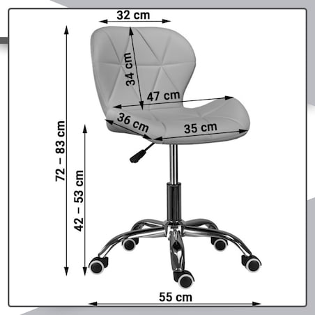 Krzesło biurowe fotel obrotowy welurowy szary pikowany