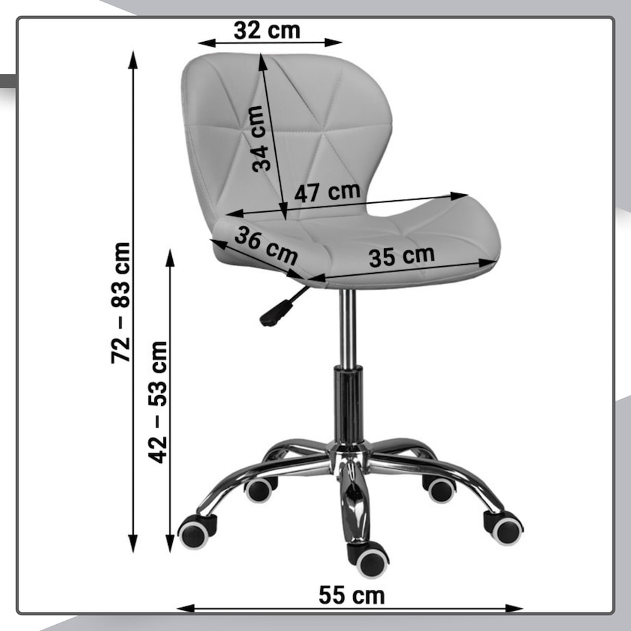 Krzesło biurowe fotel obrotowy welurowy szary pikowany