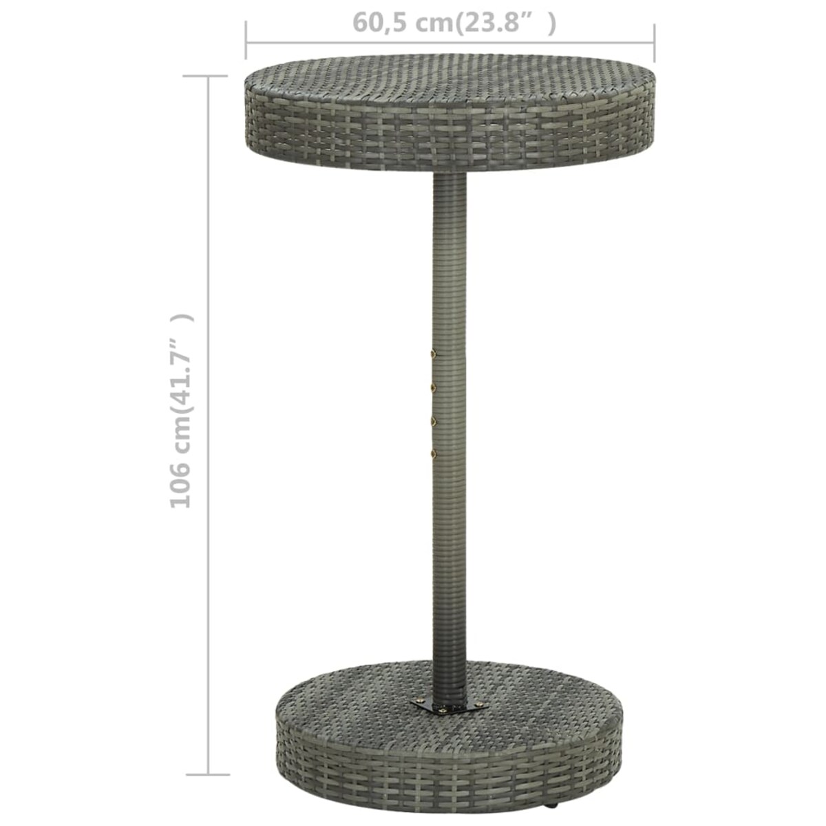 vidaXL Stolik ogrodowy, szary, 60,5x106 cm, polirattan