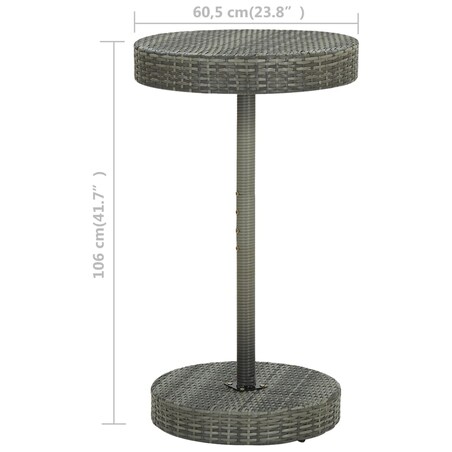 vidaXL Stolik ogrodowy, szary, 60,5x106 cm, polirattan