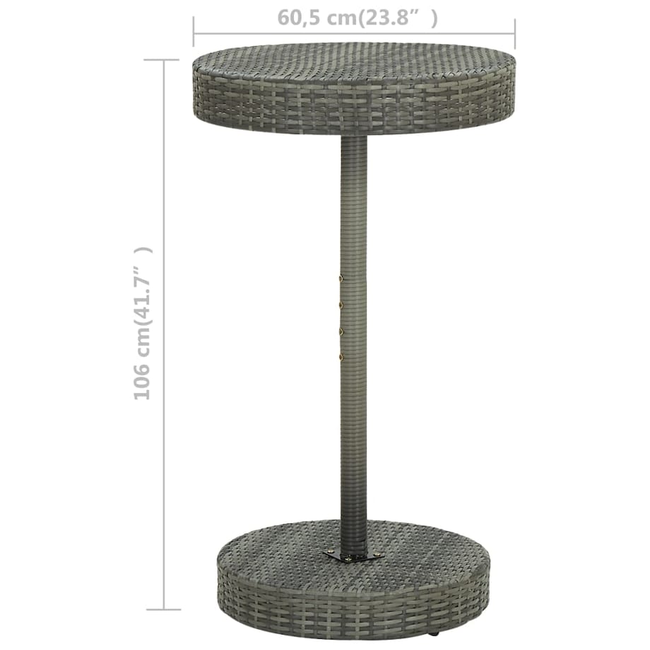vidaXL Stolik ogrodowy, szary, 60,5x106 cm, polirattan