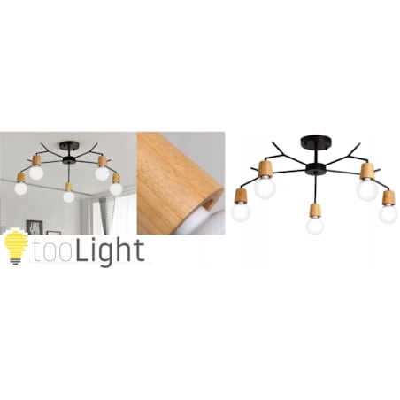 Lampa Sufitowa Wisząca Skandynawska Loft Drewno 5