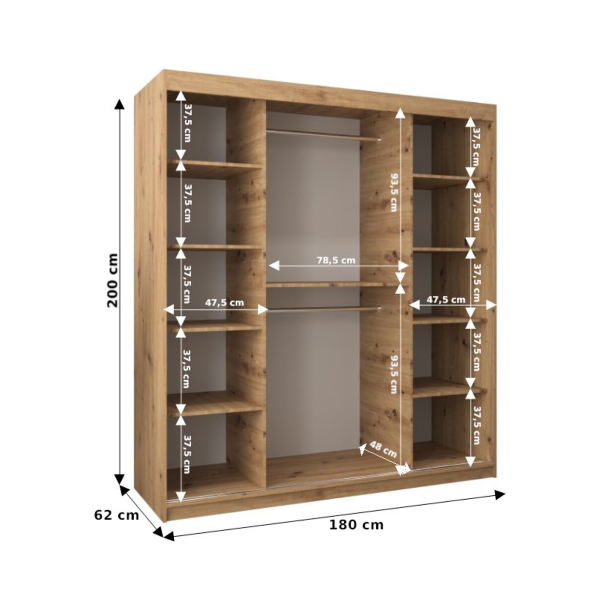 Szafa przesuwna Garderoba MARMUR T1 180 gł. 62 biały