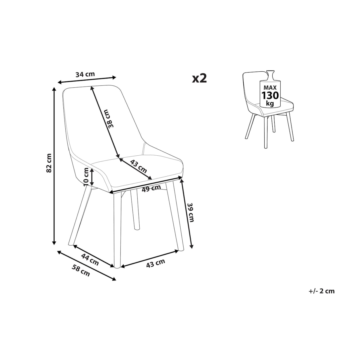 Zestaw 2 krzeseł do jadalni zielony MELFORT