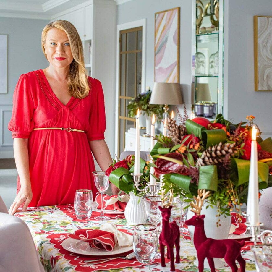 Haftowane podkładki o falistej linii z motywem kokard White Christmas Bows – komplet 6 szt.