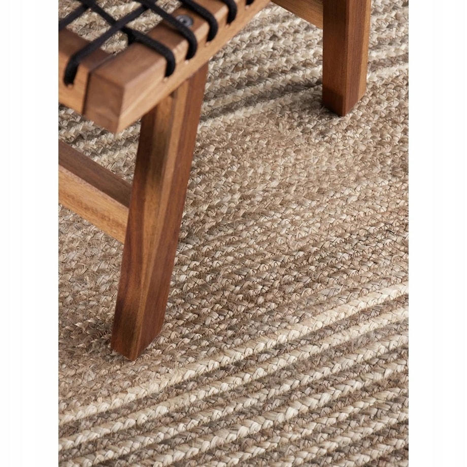 Chodnik z juty 80x200cm, kolor ciemny beżowy, ręcznie tkany, dwustronny